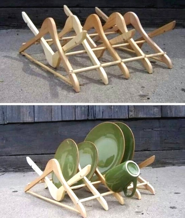 сушилка для тарелок из вешалки