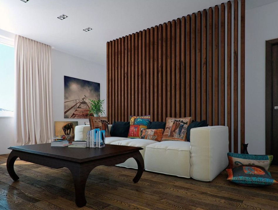 рейки из дерева в интерьере