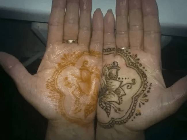 До и после удаления хны с кожи