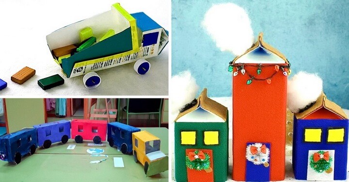 игрушки из упаковок от молока и сока
